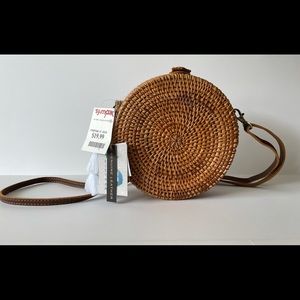 Handwoven round rattan shoulder bag